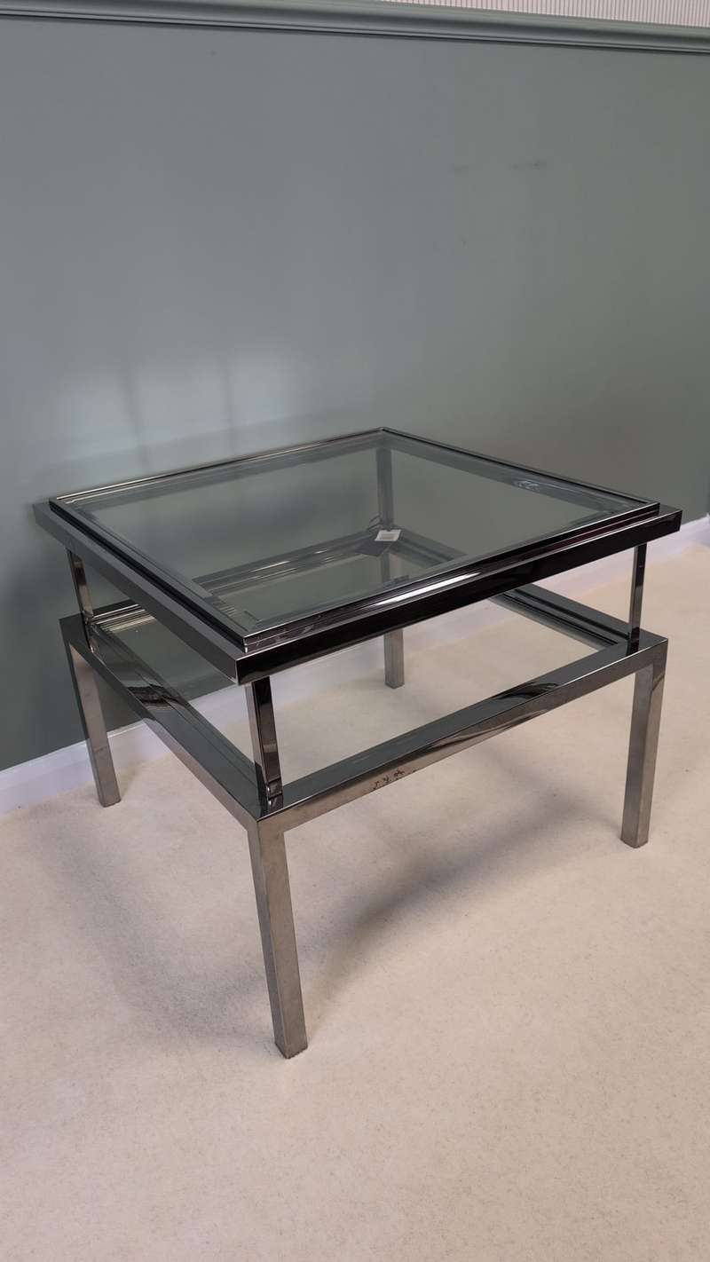 Belgravia Stainless Steel and Glass Square Side Table