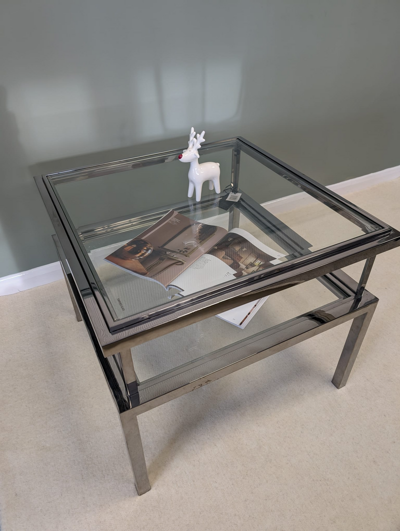 Belgravia Stainless Steel and Glass Square Side Table