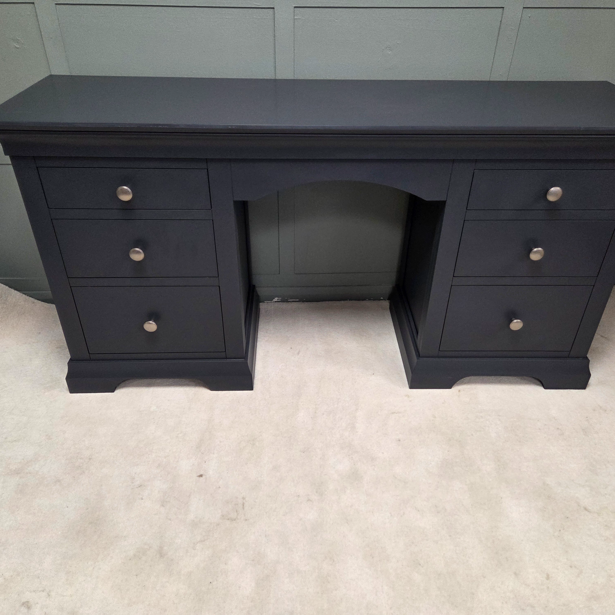 Chantilly Dusky Black Double Pedestal Dressing Table