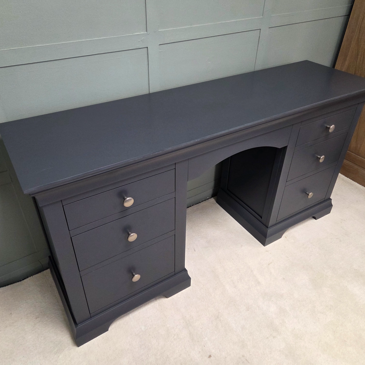 Chantilly Dusky Black Double Pedestal Dressing Table