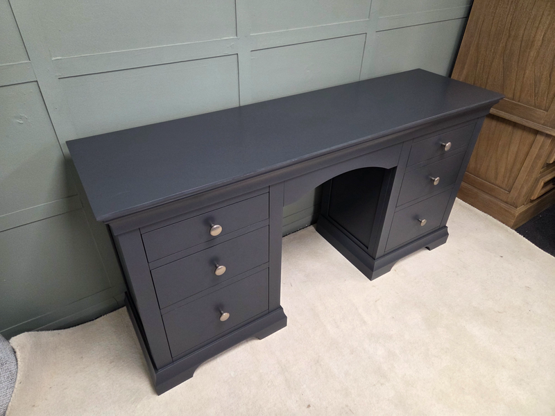 Chantilly Dusky Black Double Pedestal Dressing Table