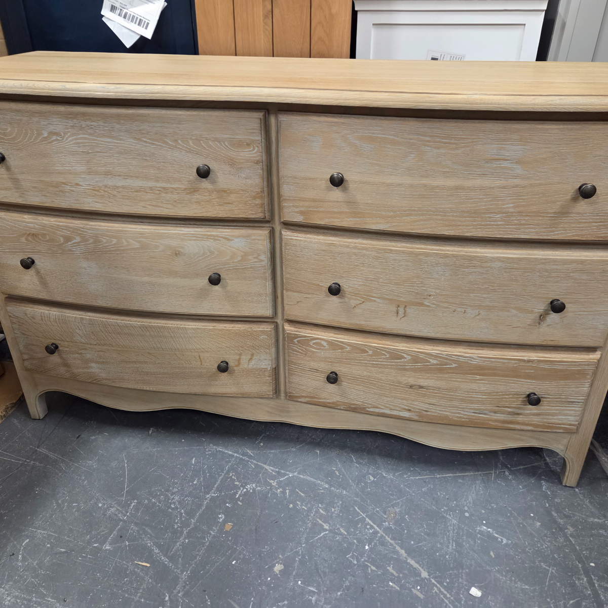 Camille Limewash Oak 6 Drawer Chest