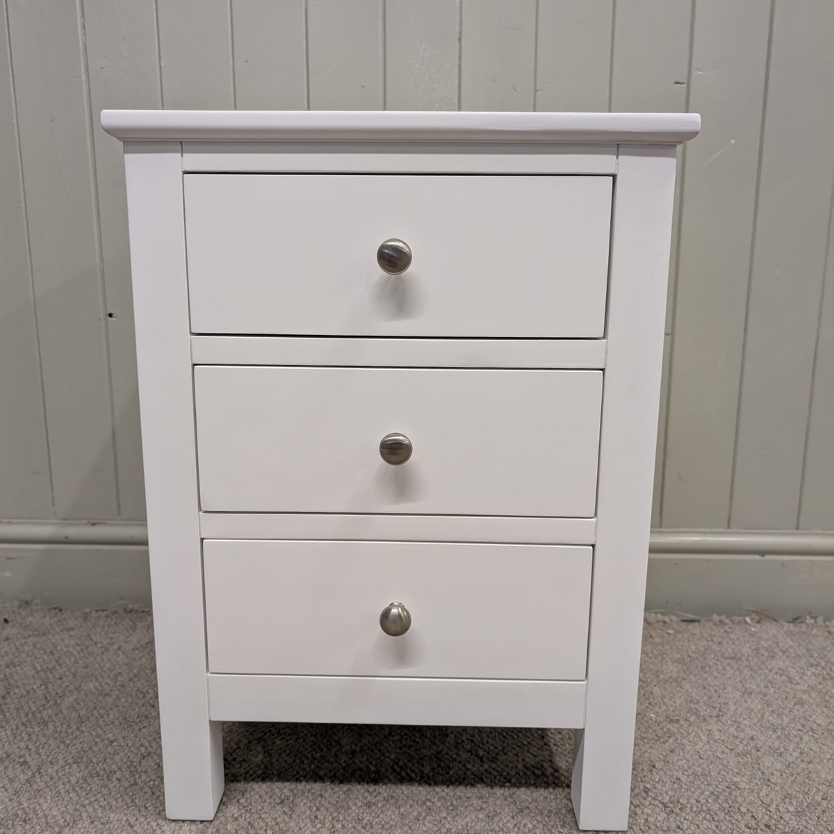 Simply Cotswold Pure White 3 Drawer Bedside Table