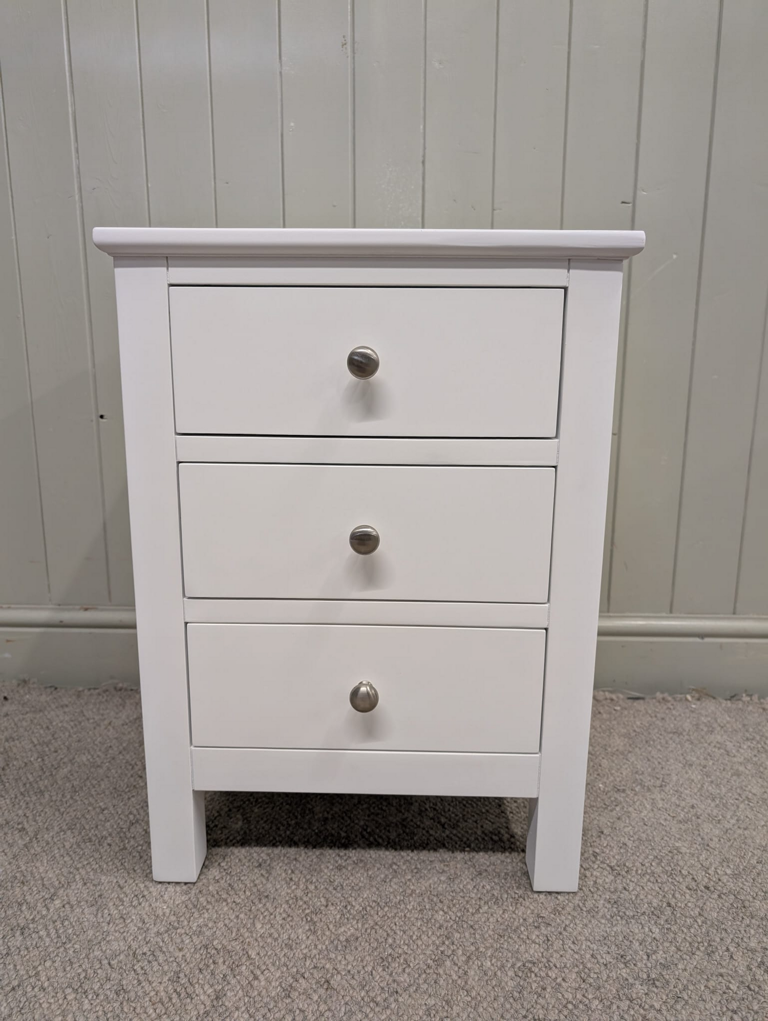 Simply Cotswold Pure White 3 Drawer Bedside Table