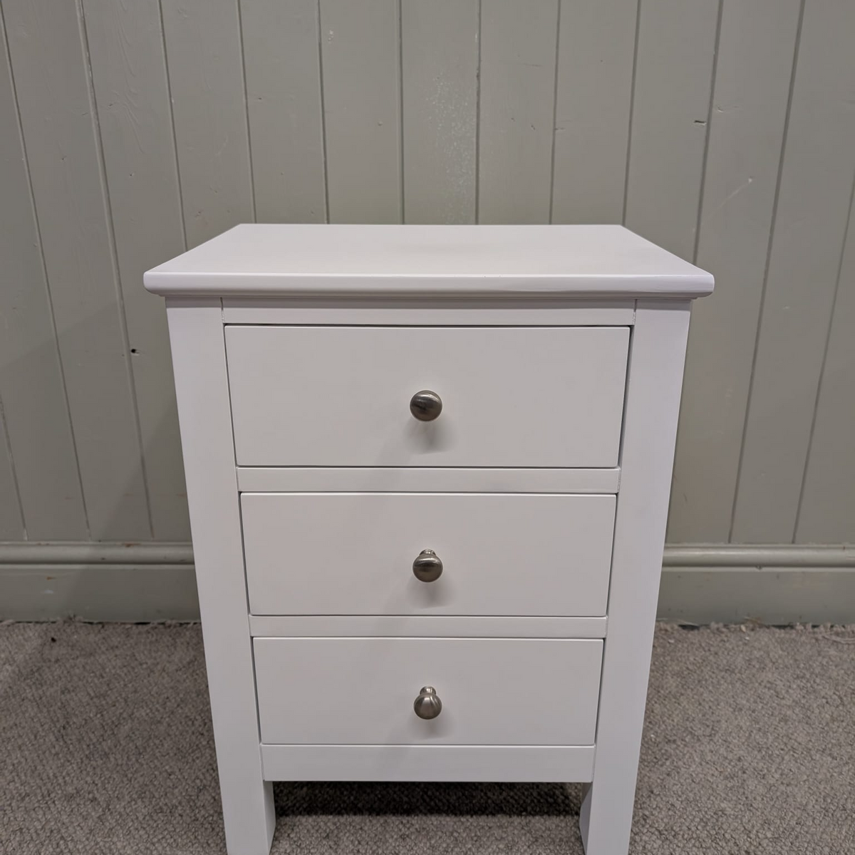 Simply Cotswold Pure White 3 Drawer Bedside Table