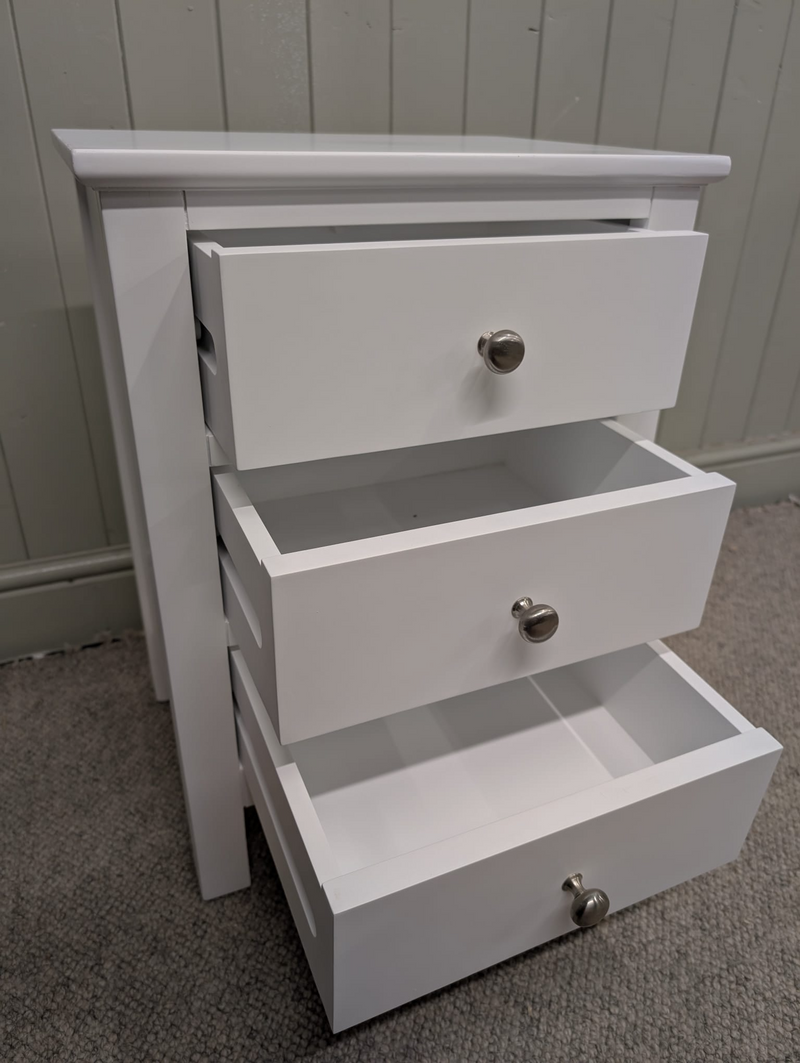 Simply Cotswold Pure White 3 Drawer Bedside Table