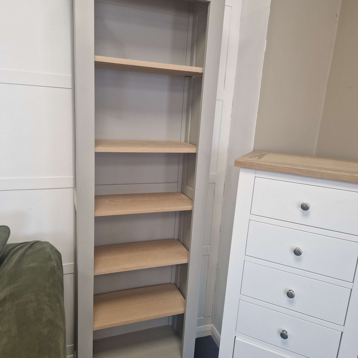 Chester Dove Grey Tall Slim Bookcase
