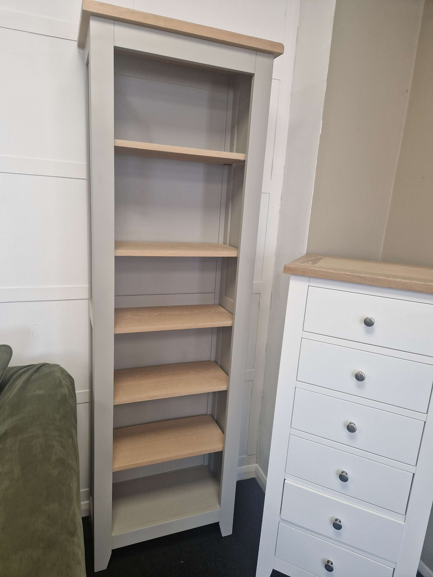 Chester Dove Grey Tall Slim Bookcase