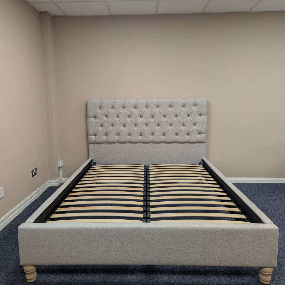 Evesham Natural Tweed King Size Bed