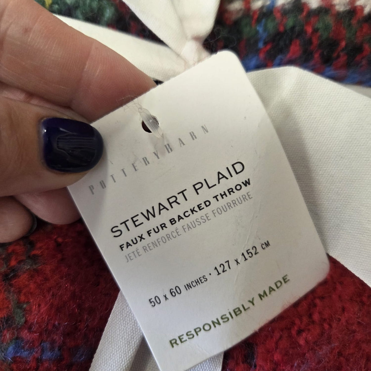 Stewart Plaid Faux Fur Back Throw
