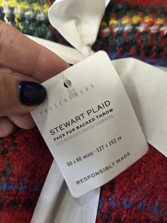 Stewart Plaid Faux Fur Back Throw