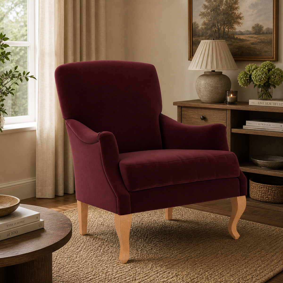 Elsie Armchair- Rosehip-  Matt Velvet