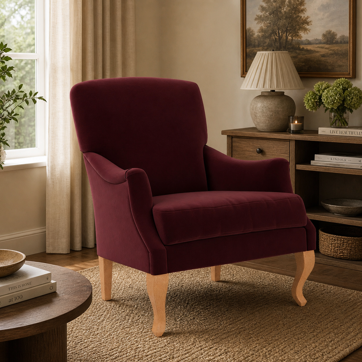 Elsie Armchair- Rosehip-  Matt Velvet