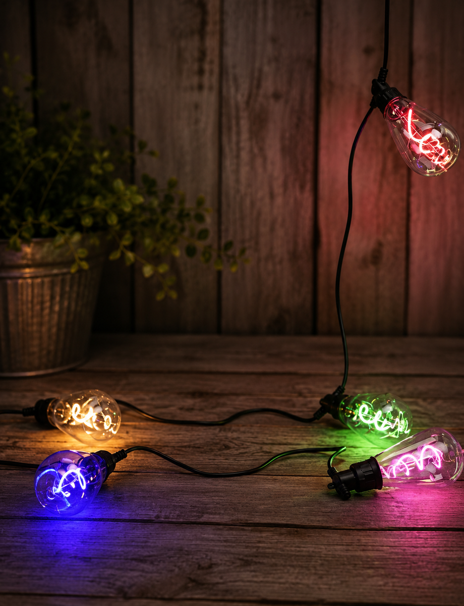 M&S 10 Muticoloured LED Mains Neon Festoon Lights Multi