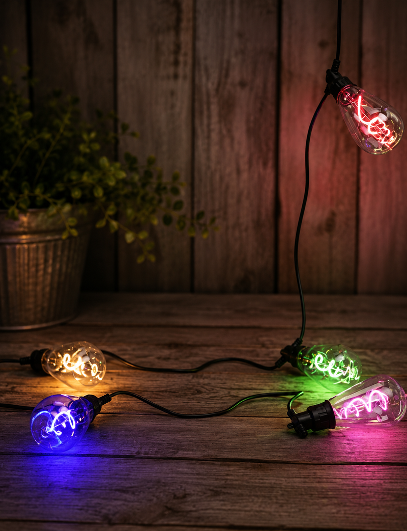 M&S 10 Muticoloured LED Mains Neon Festoon Lights Multi