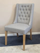 Foxglove Winged Buttoned Chair -Grey Linen