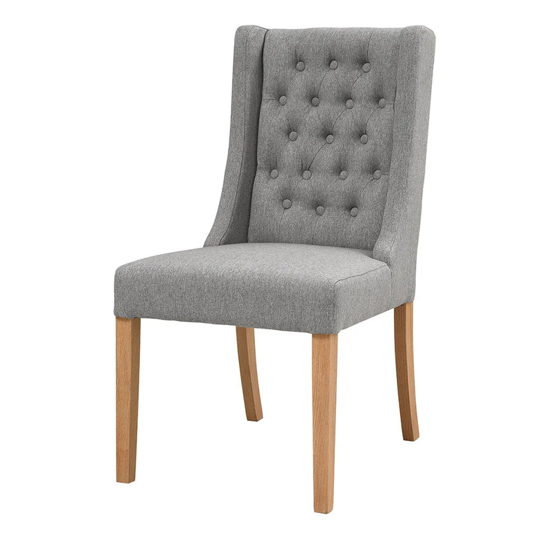 Foxglove Winged Buttoned Chair -Grey Linen