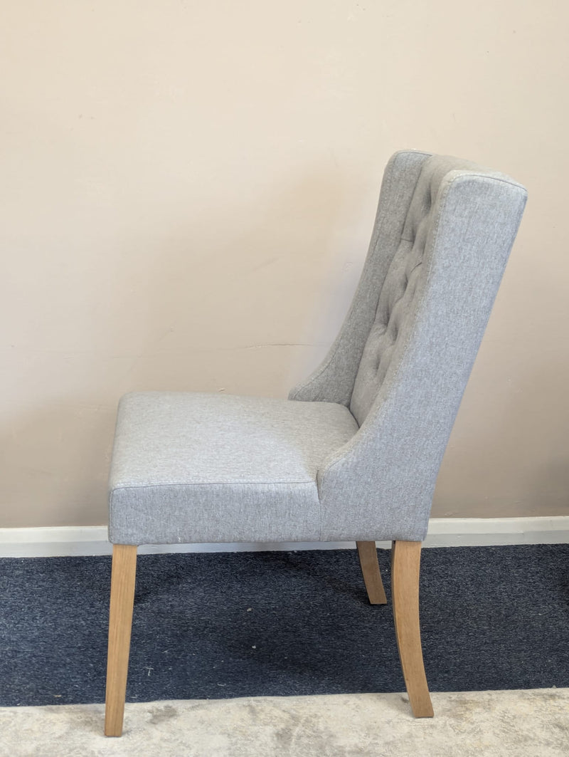 Foxglove Winged Buttoned Chair -Grey Linen