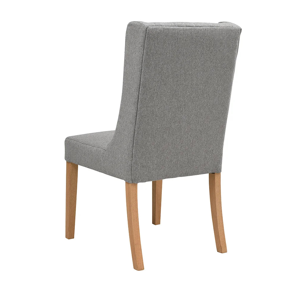 Foxglove Winged Buttoned Chair -Grey Linen