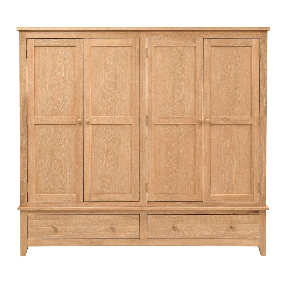 Inglesham Whitewash Oak Quad Wardrobe