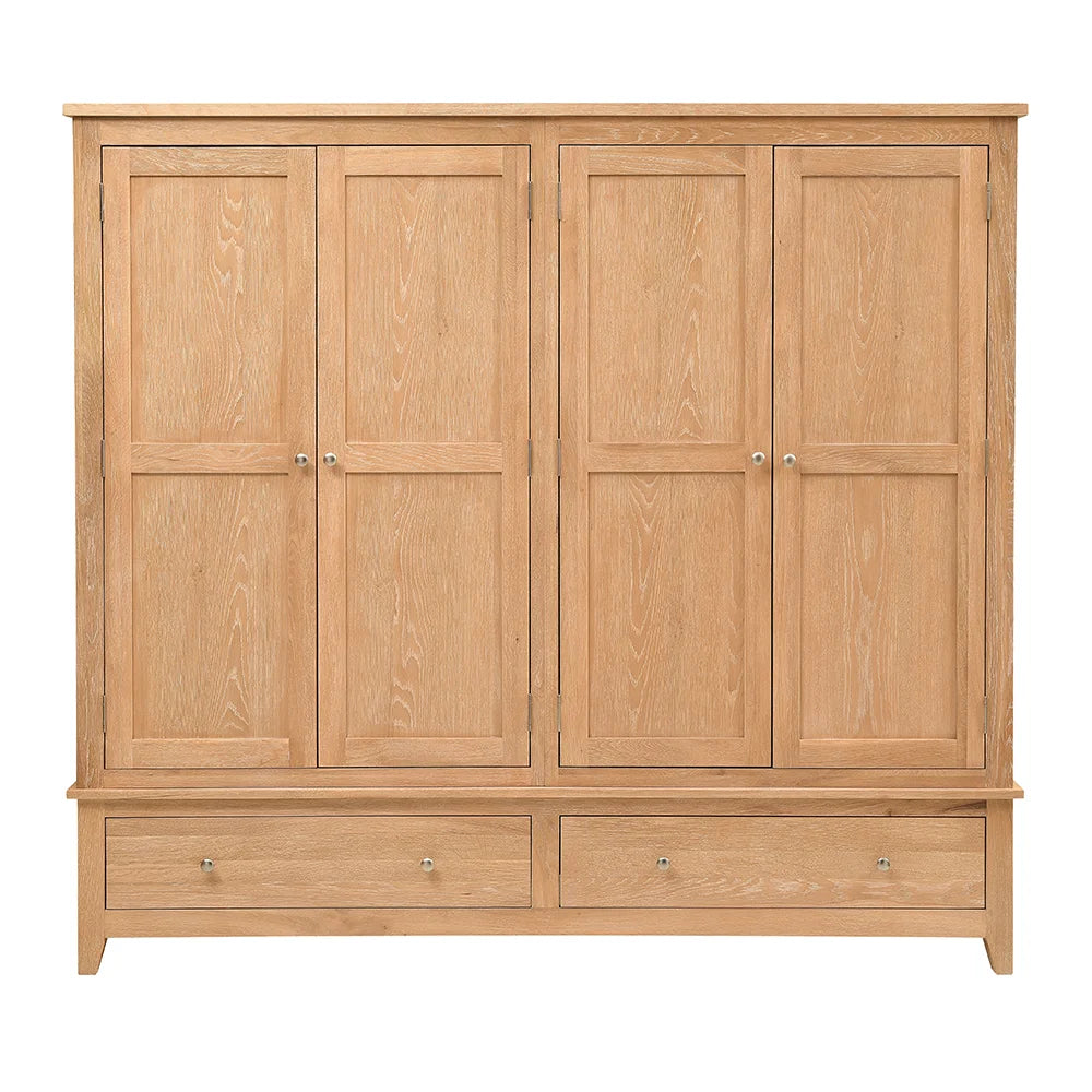 Inglesham Whitewash Oak Quad Wardrobe