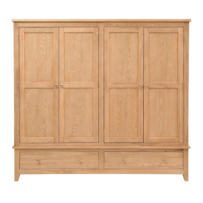 Inglesham Whitewash Oak Quad Wardrobe