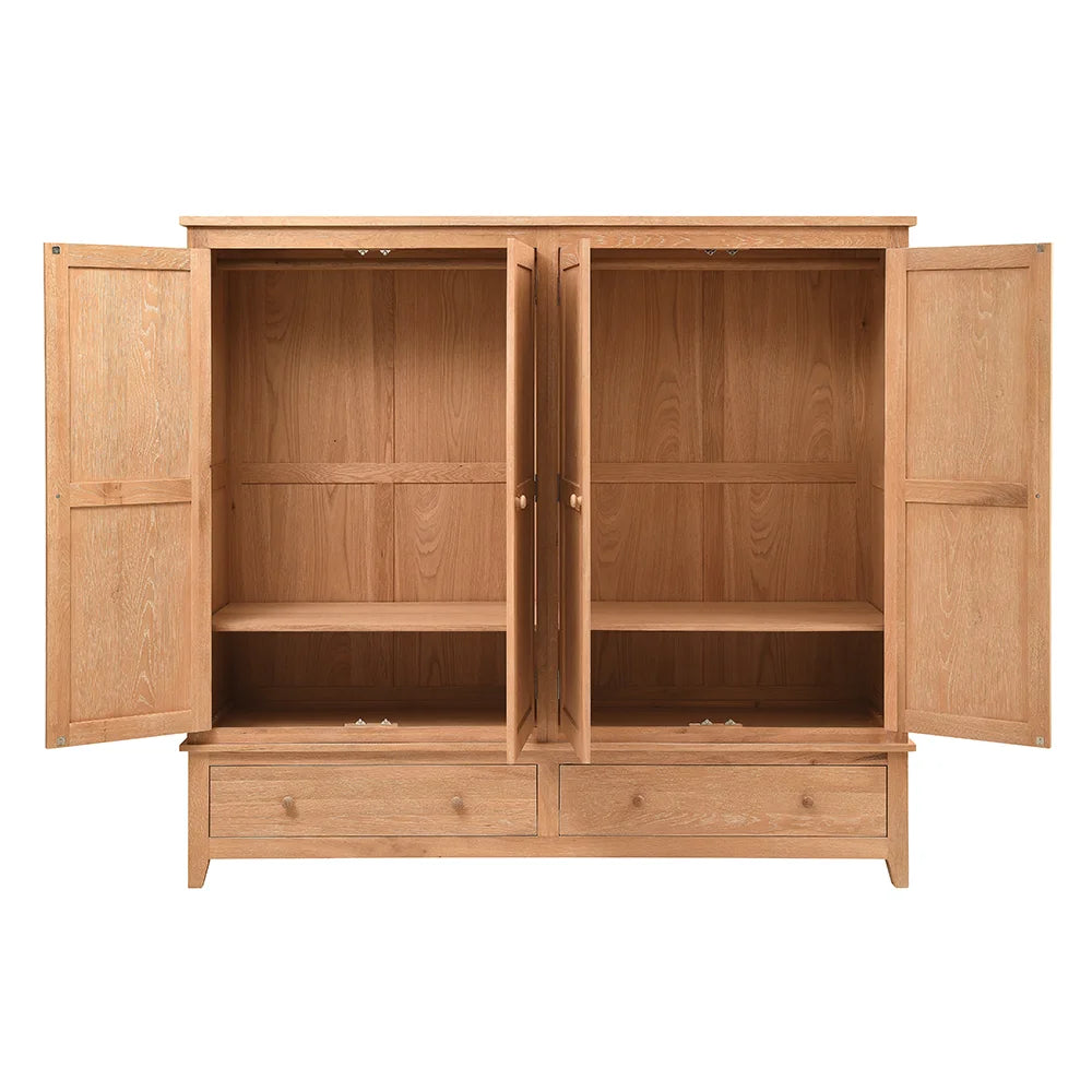 Inglesham Whitewash Oak Quad Wardrobe