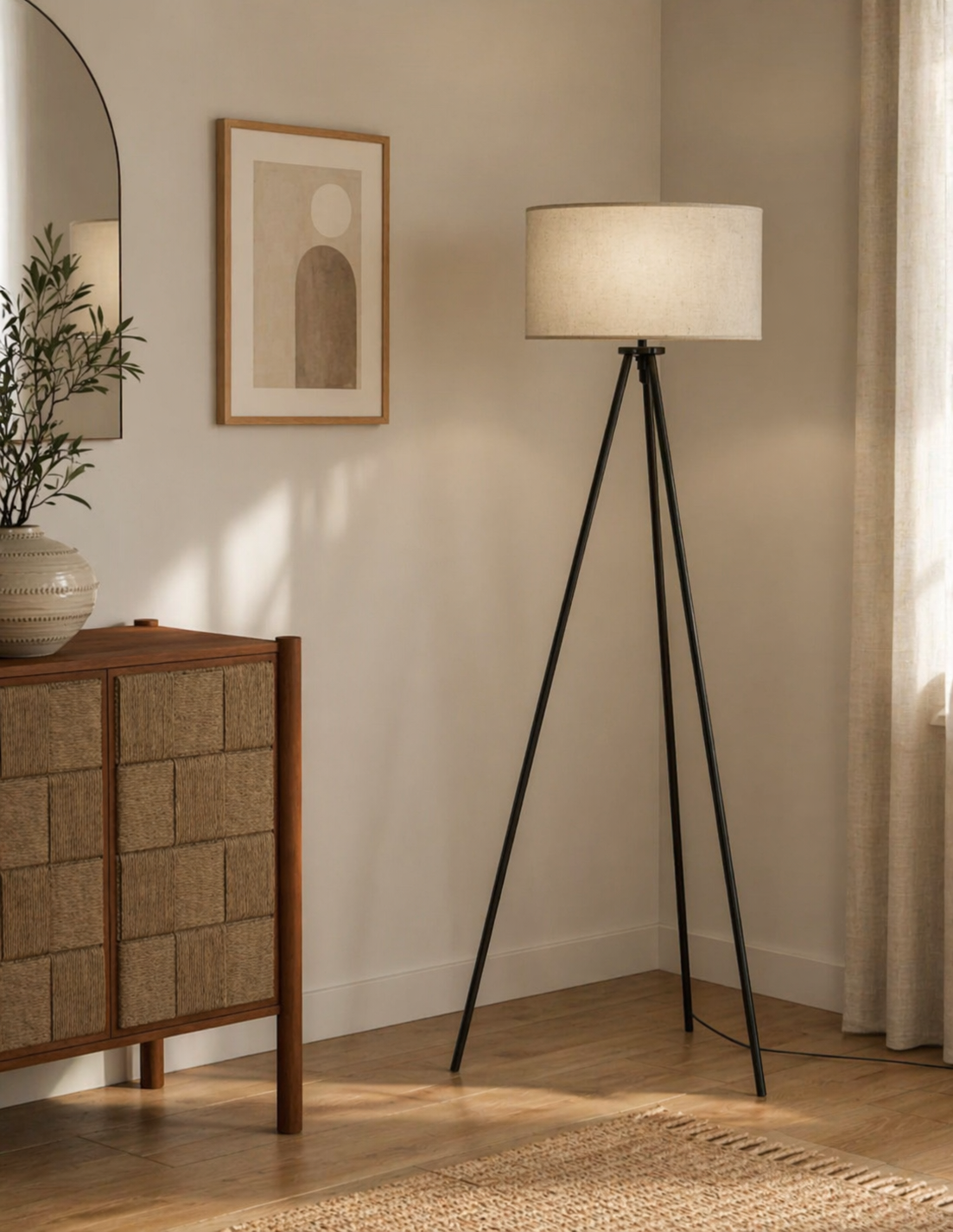 Metal Tripod Floor Lamp - Black