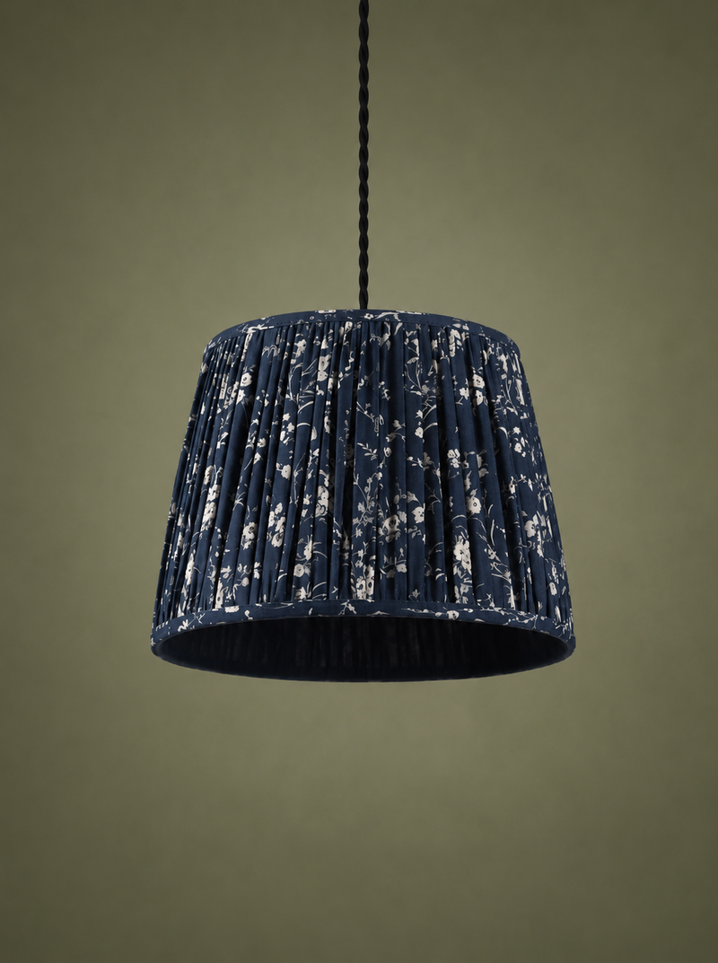Floral Pleated Ceiling Lamp Shade - Navy