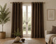 Brushed Pencil Pleat Blackout Ultra Thermal Curtains - Chocolate - 117cm x 229cm