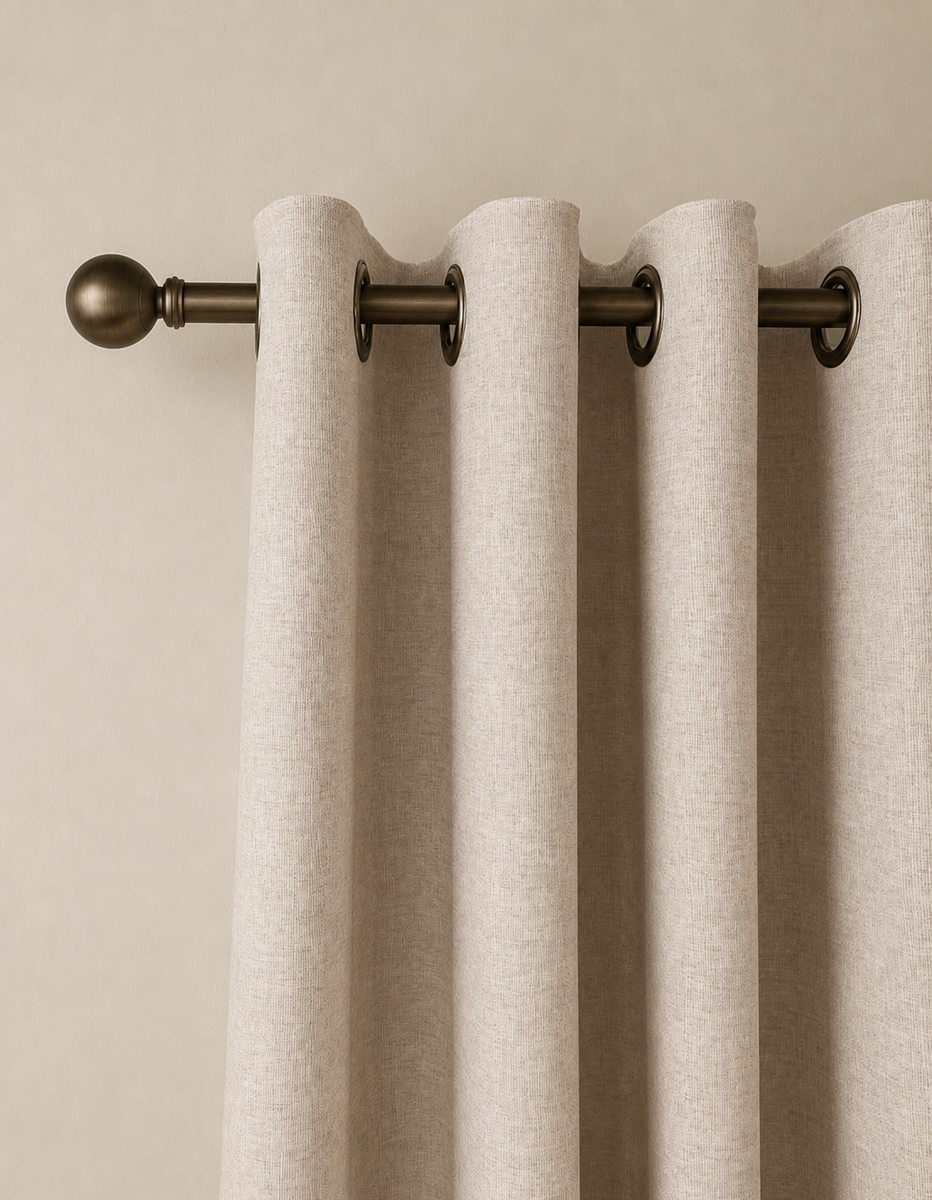 Brushed Eyelet Blackout Thermal Curtains - Champagne - 218cm x 229cm