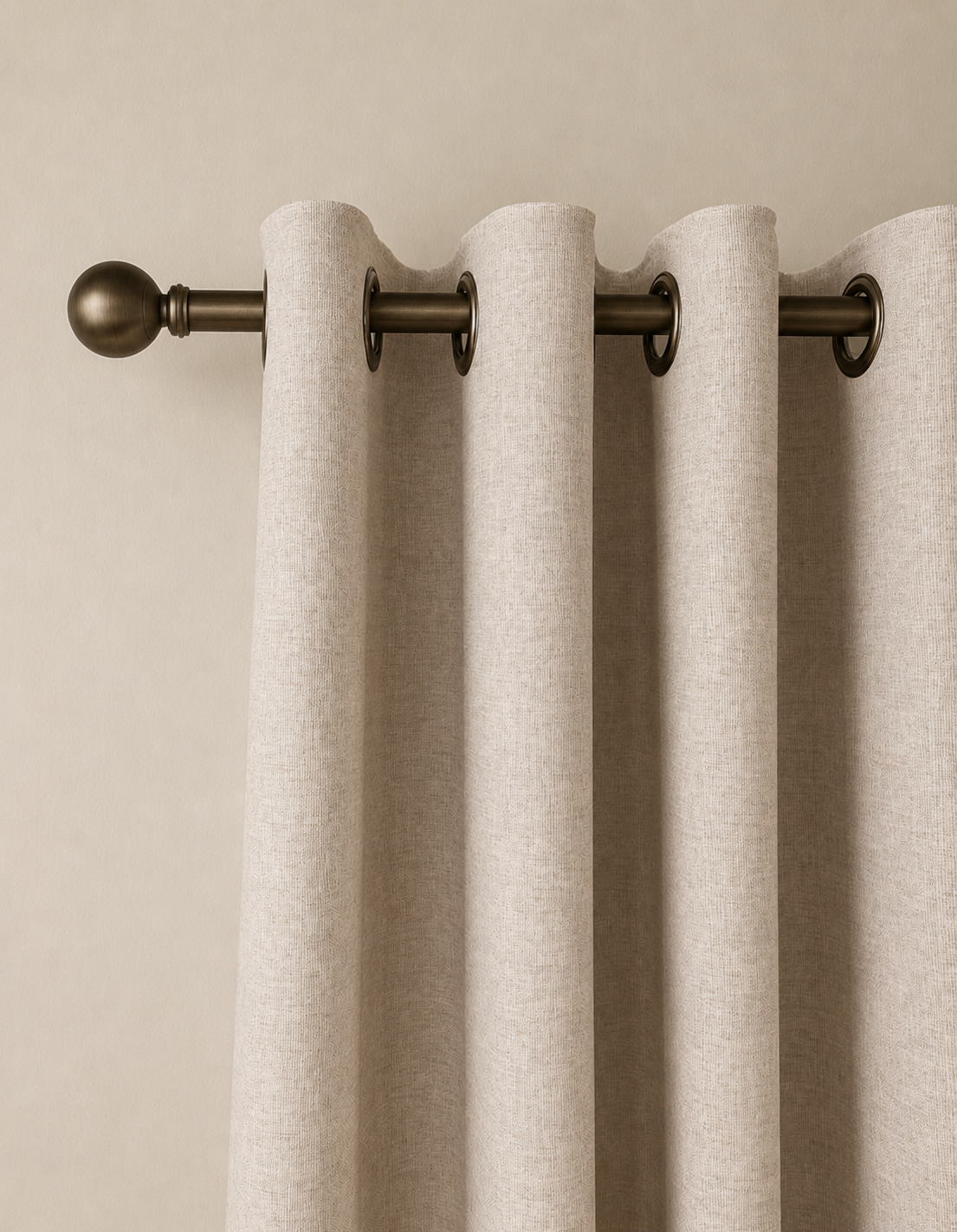 Brushed Eyelet Blackout Thermal Curtains - Champagne - 218cm x 229cm
