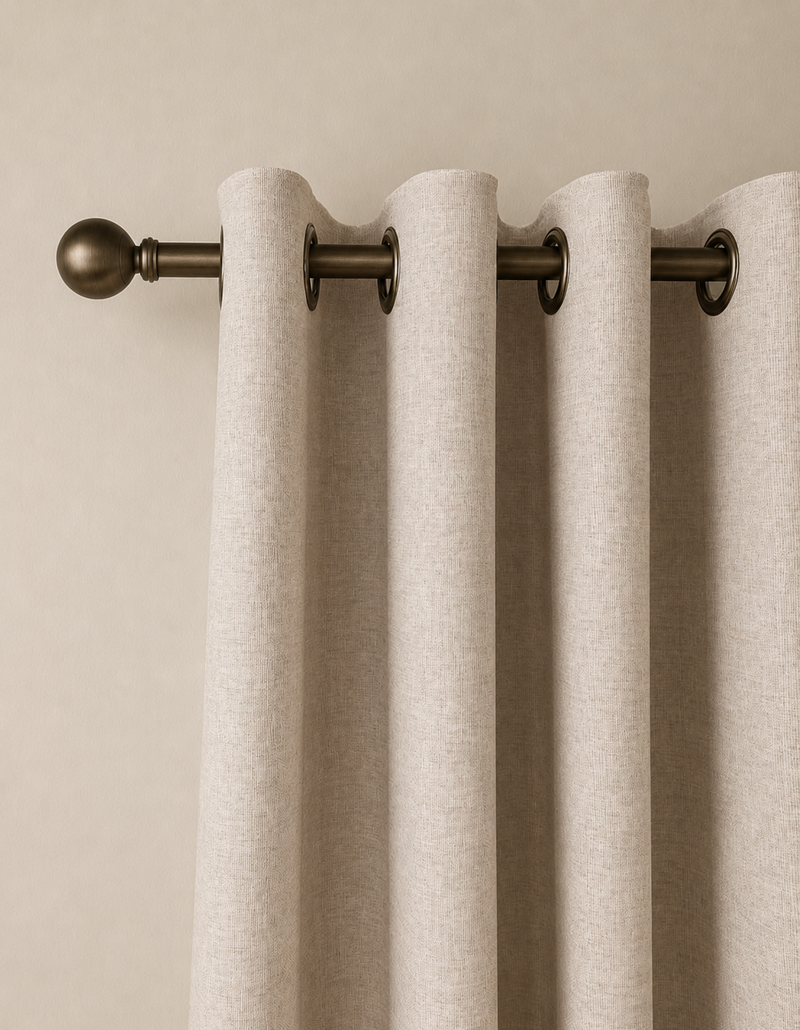Brushed Eyelet Blackout Thermal Curtains - Champagne - 218cm x 229cm