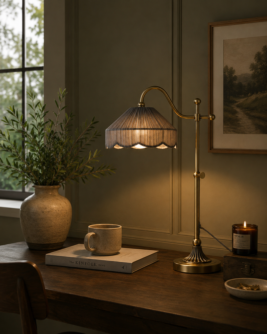 Pleated Table Lamp - Antique Brass