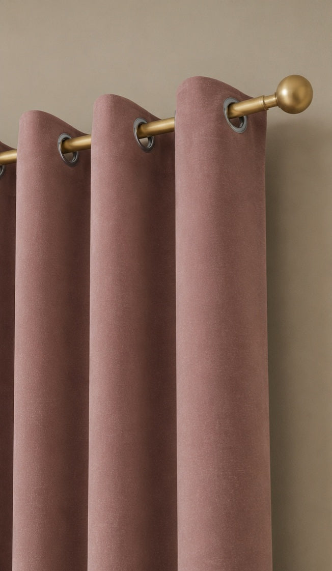 Velvet Eyelet Curtains - Soft Pink - 168cm x 183cm