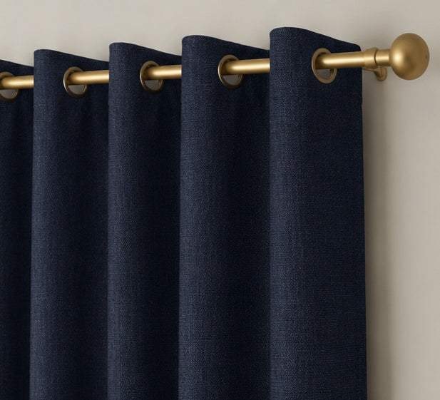 Brushed Eyelet Blackout Thermal Curtains - Navy - 168cm x 183cm