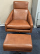 Austin Leather Swivel Armchair and Footstool Ottoman