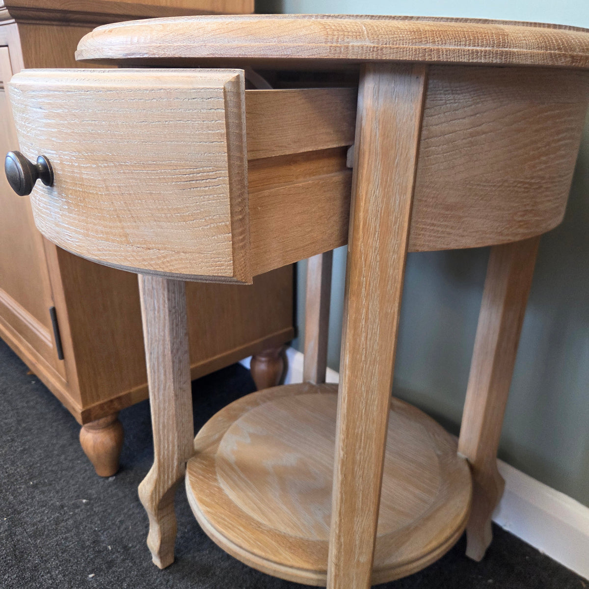 Camille Limewash Oak 1 Drawer Bedside Table