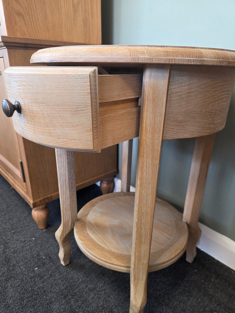 Camille Limewash Oak 1 Drawer Bedside Table