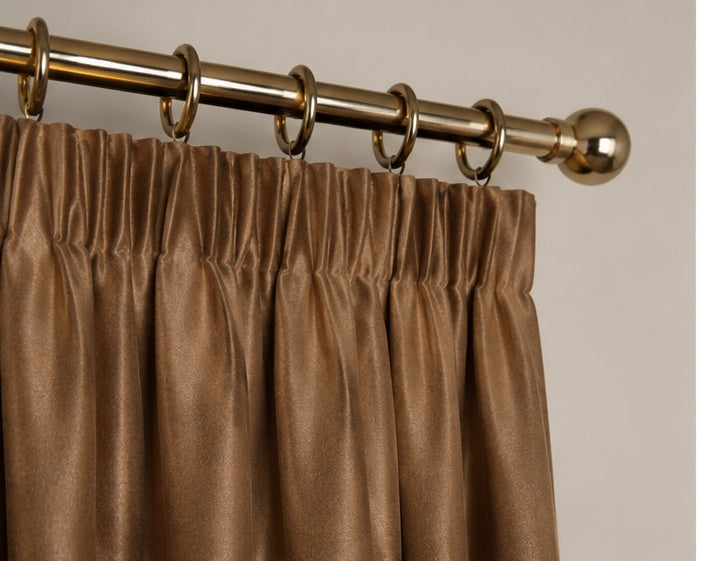 Velvet Pencil Pleat Ultra Thermal Curtains - Bronze - 229cm x 229cm