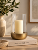Metal & Glass Hurricane Candle Holder