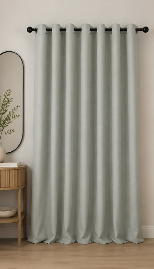 Brushed Eyelet Blackout Thermal Curtains- Grey - 117cm x 183 cm
