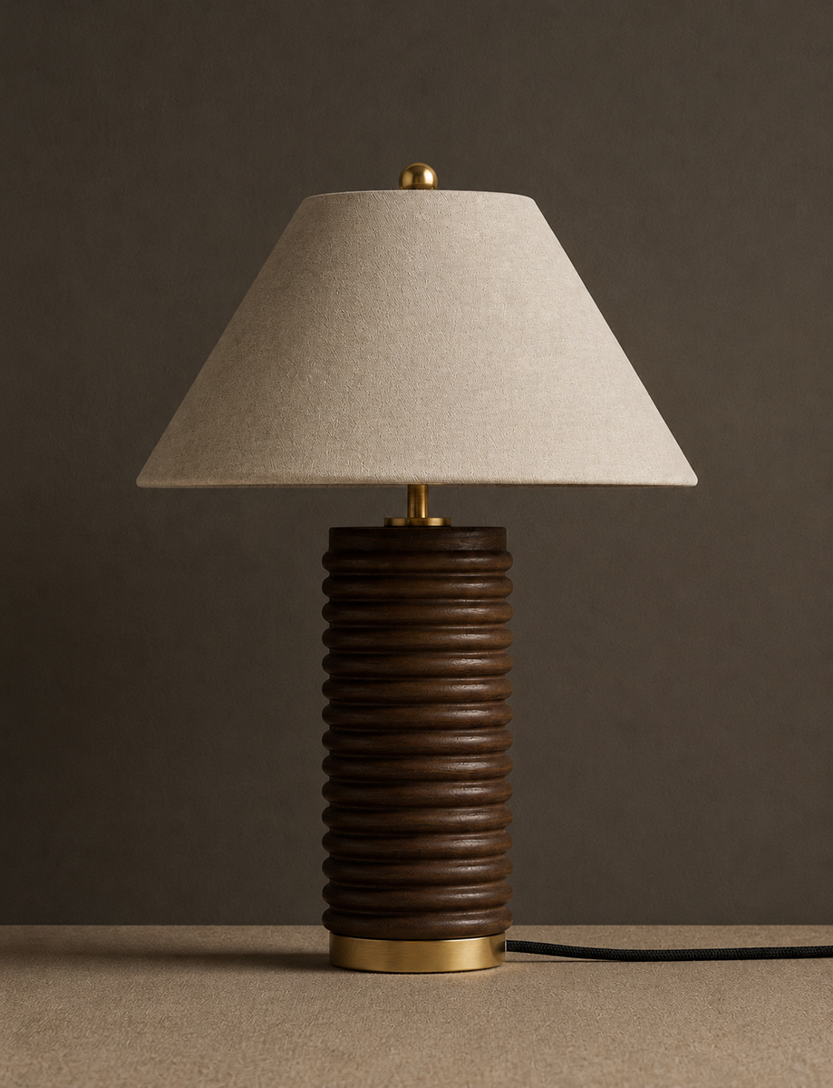 Wooden Ribbed Table Lamp