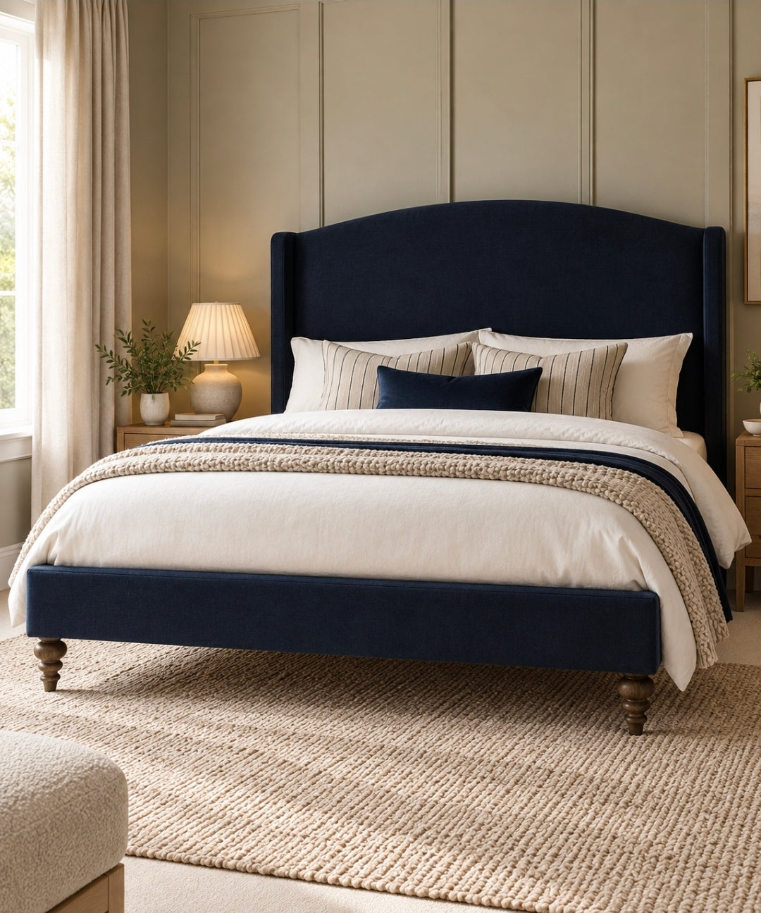 Ascott Midnight Velvet Kingsize Upholstered Bed (Imperfect)
