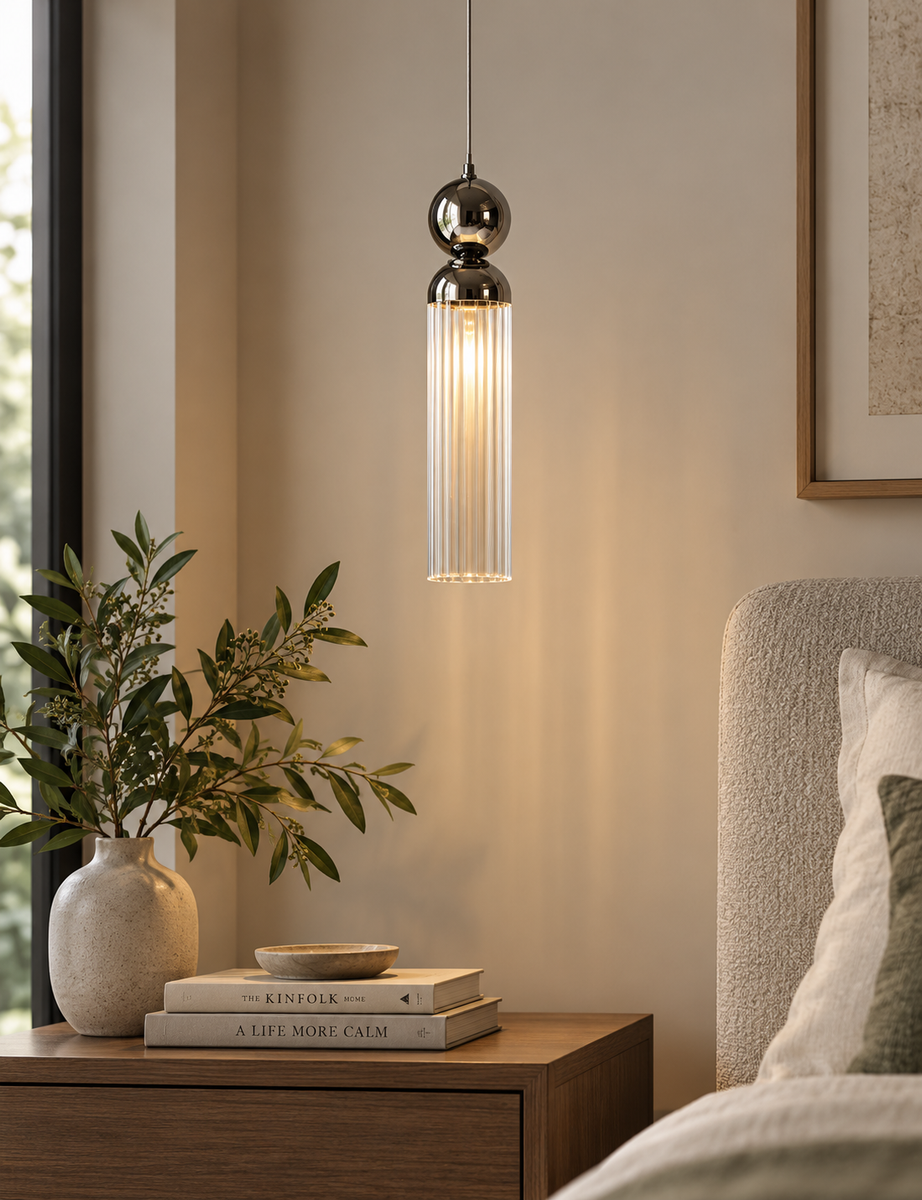 Glass Pendant Light - Silver