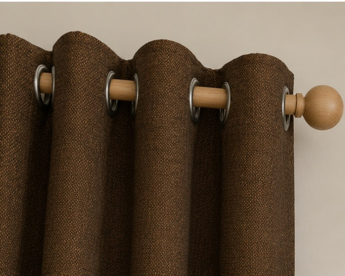 Brushed Eyelet Blackout Thermal Curtains - Chocolate - 218cm x 229cm