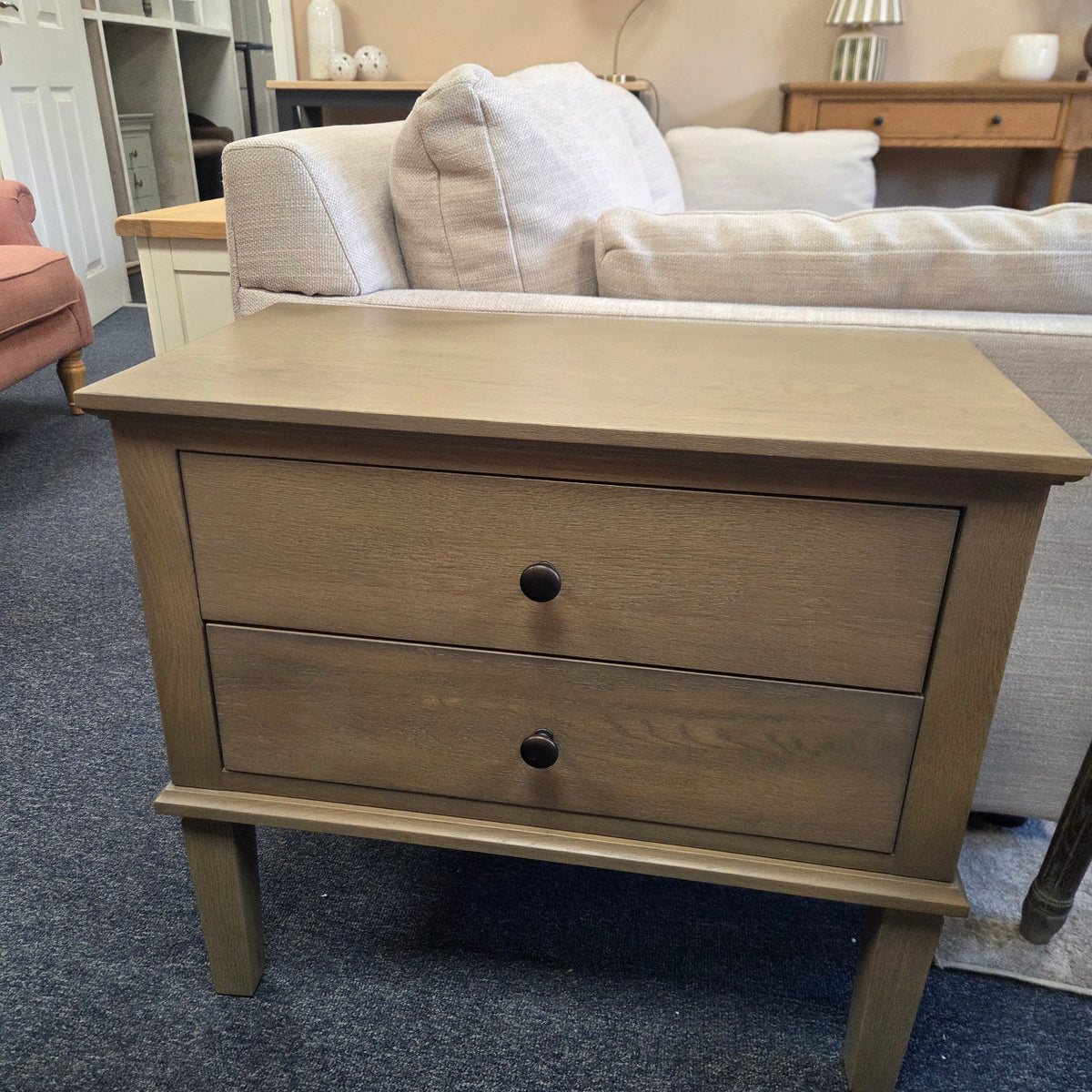 Bibury Smoked Oak Wide 2 Drawer Bedside
