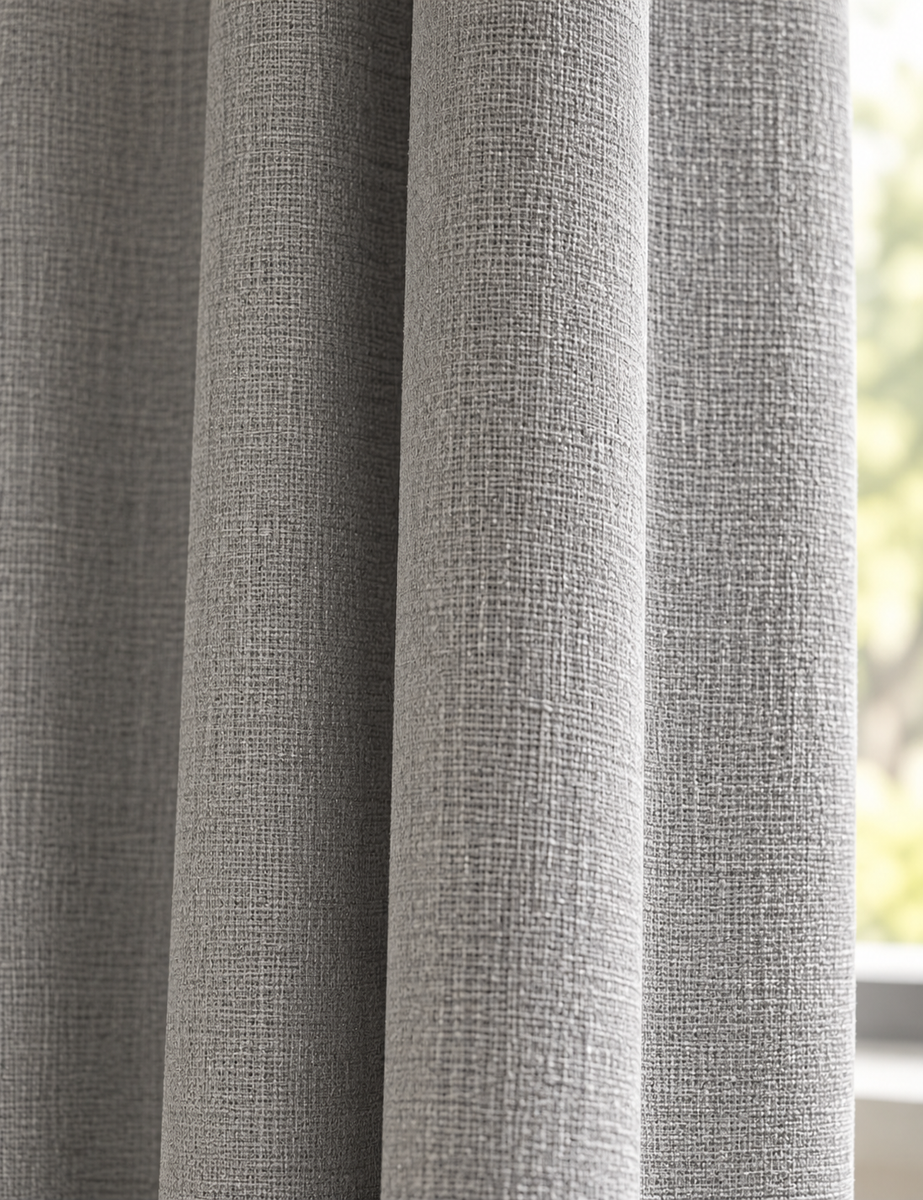 Brushed Eyelet Blackout Ultra Thermal Curtains - Light Grey - 218cm x 137cm