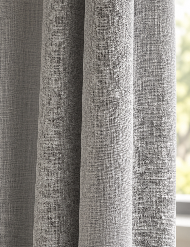Brushed Eyelet Blackout Ultra Thermal Curtains - Light Grey - 218cm x 137cm