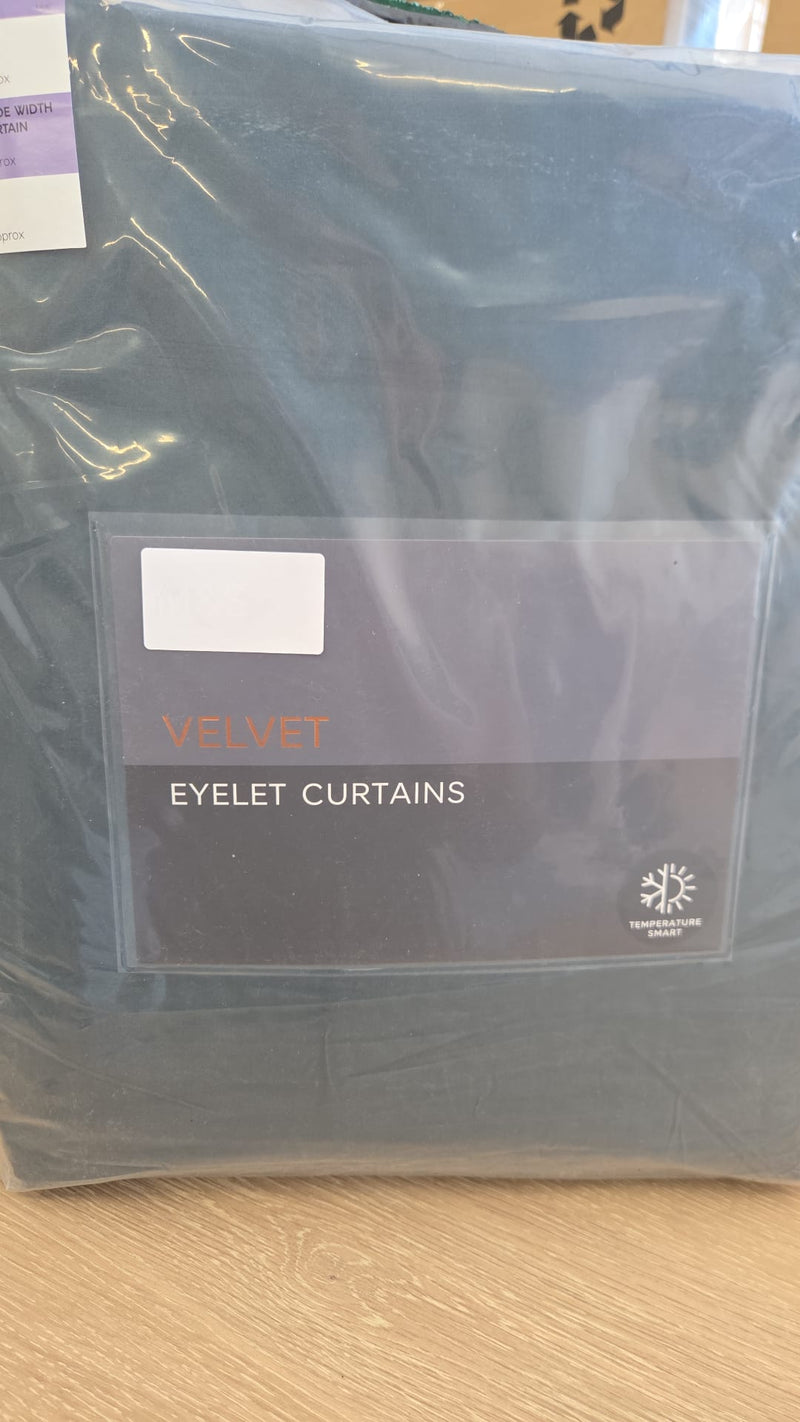 Velvet Eyelet Curtains - Forest Green - 218cm x 229cm